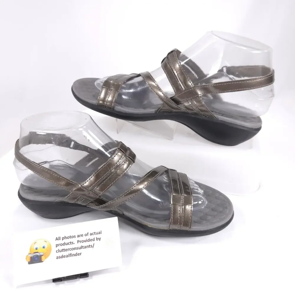 Clarks Open Toe Casual Strappy Heel Sandal Womens Size 7 68522 Bronze